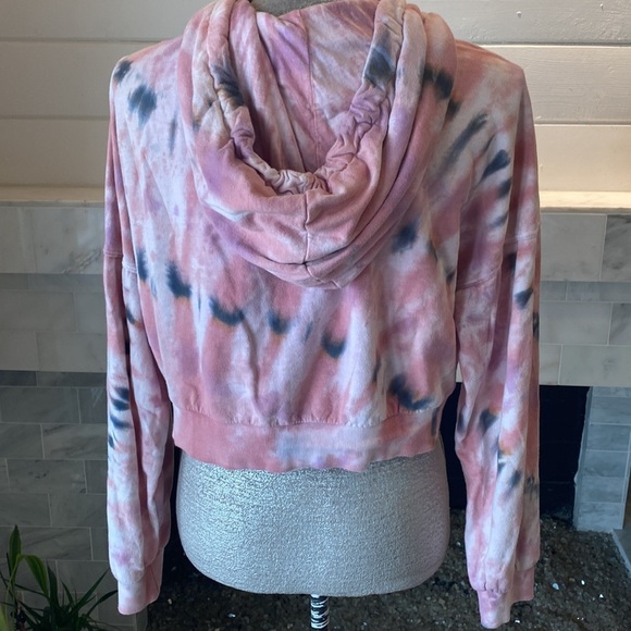 Young Fabulous & Broke Cropped Pink Tie Dye Hooded Sweatshirt - Picture 6 of 13